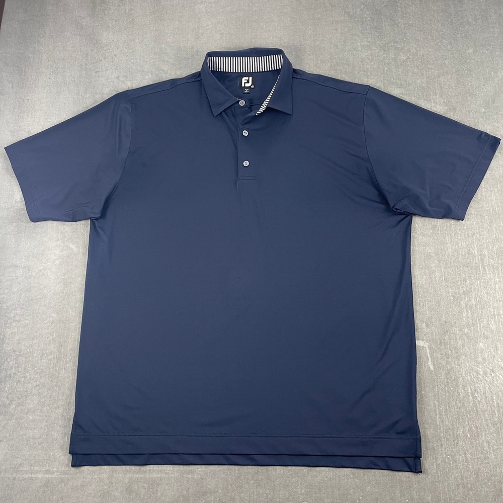 FootJoy Mens 2XL Navy Blue Golf Polo Short Sleeve Performance Stretch Shirt